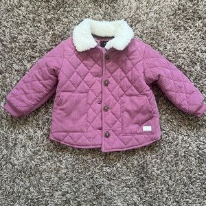 Quilted Mauve Corduroy Jacket with Sherpa Collar